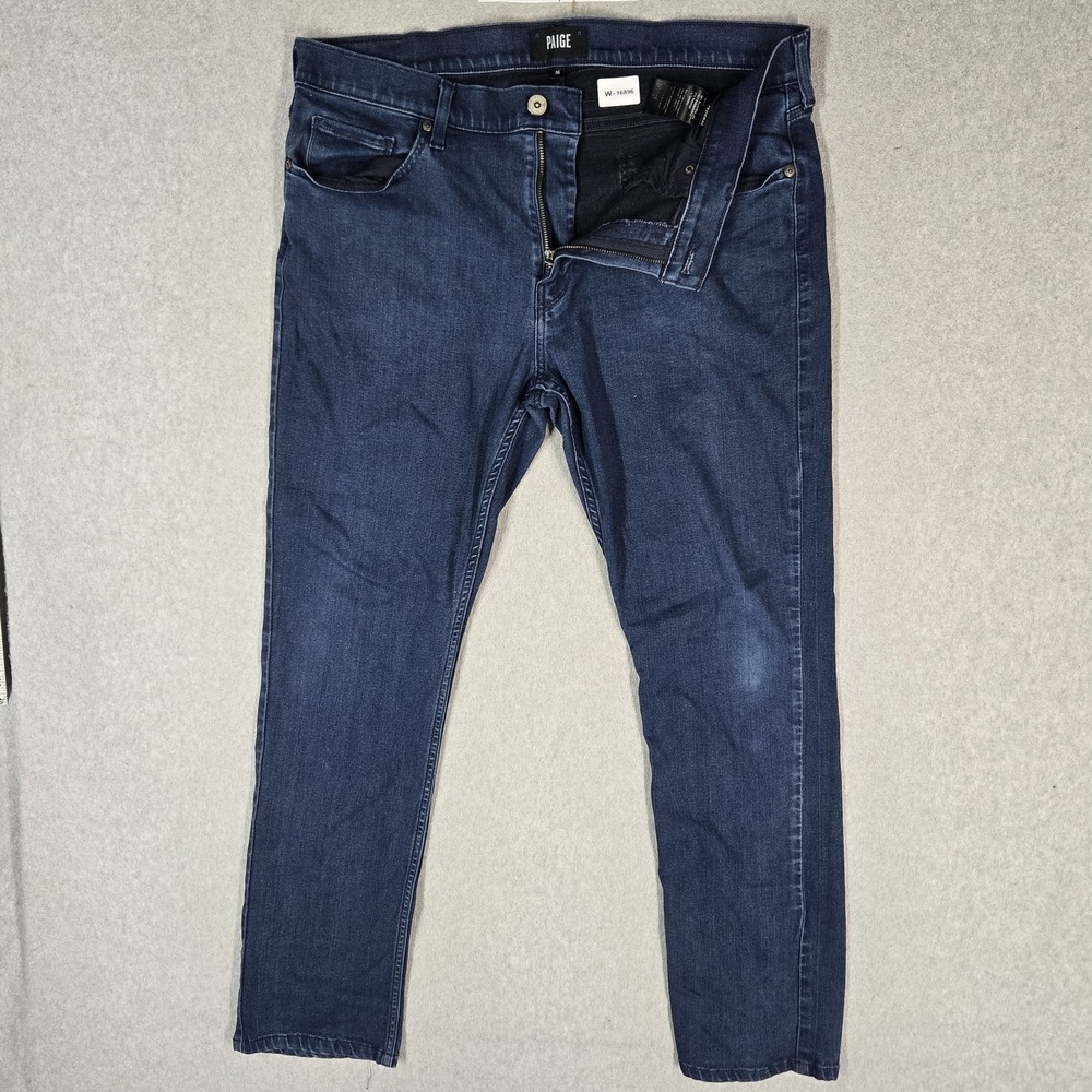PAIGE Men Jeans 36 Blue Denim Federal Straight 29" Inseam Stretch